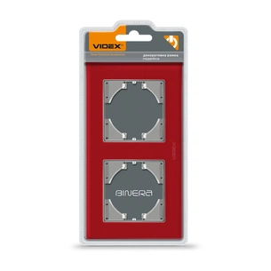 Рамка Videx BINERA червоне скло 2 пости (VF-BNFRG2H-RD) изображение 1