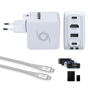 Зарядний пристрій AVerMedia GC313 CORE GO 100W 2хUSB-С 1хUSB-A 1xHDMI white (40AAGC313AWP) изображение 1