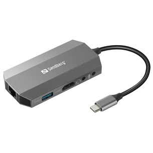 Концентратор Sandberg USB3.1 Type-C to HDMI/USB 3.0x2/RJ45/SD/TF/PD 100W 6in1 (136-33) зображення 1