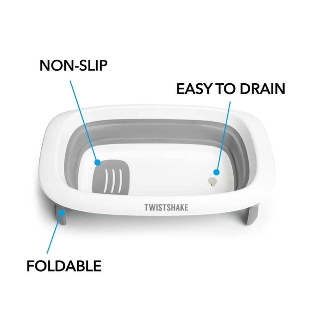 Ванночка Twistshake Pastel Grey розкладна з вкладишем для купання (78538) - изображение 3