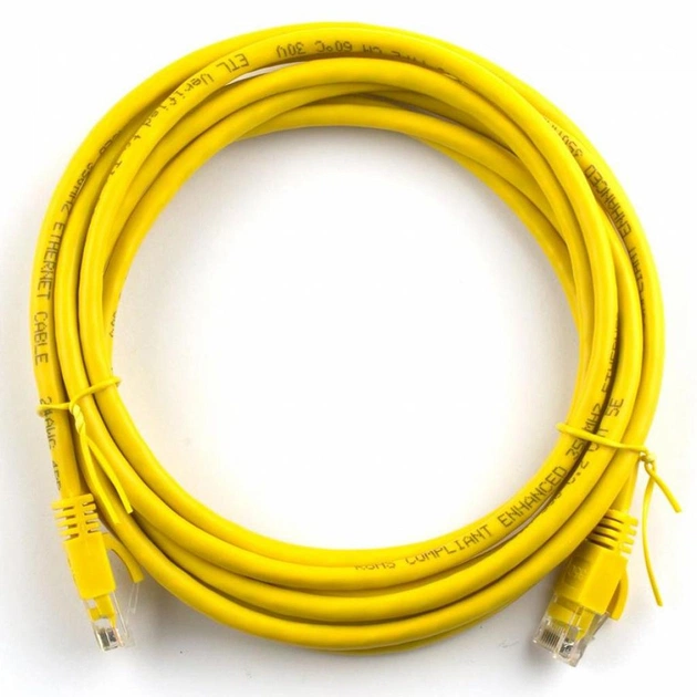 Патч-корд Ritar 5м, RJ-45, Cat.5e, CU, медь, желтый (02932) - изображение 1
