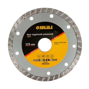 Круг відрізний Sigma алмазний "Турбо" 125x1.8x22.2мм, 12000 об/хв (1922231) зображення 1
