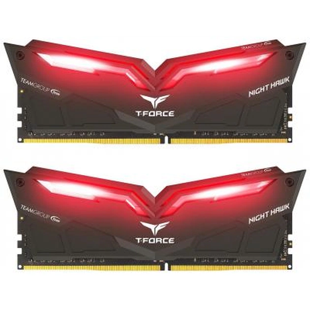 Модуль пам'яті для комп'ютера DDR4 32GB (2x16GB) 3200 MHz T-Force Night Hawk Red LED Team (THRD432G3200HC16CDC01) - изображение 1