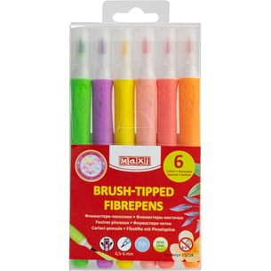Фломастери Maxi пензлики BRUSH-TIPPED Jumbo, 6 пастельних кольорів, лінія 0,5-6 мм (MX15238) зображення 1