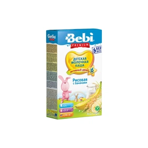 Дитяча каша Bebi Premium молочна Рисова з бананом +6 міс. 250 г (3838600217712) зображення 1