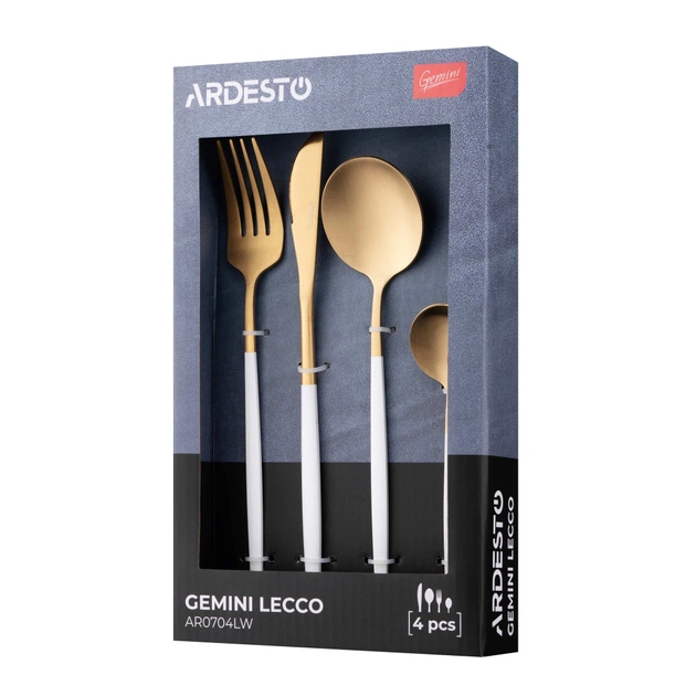 Набір столових приборів Ardesto Gemini Lecco, 4 прибори, нержавіюча сталь, золотисто-білий (AR0704LW) - picture 6