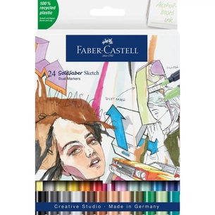 Набір маркерів Faber-Castell двосторонніх Goldfaber Gofa Sketch Markers, 24 кольора (32610) зображення 1