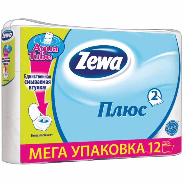 Туалетний папір Zewa Plus 2-шаровий Білий 12 шт (7322540508529) - зображення 1