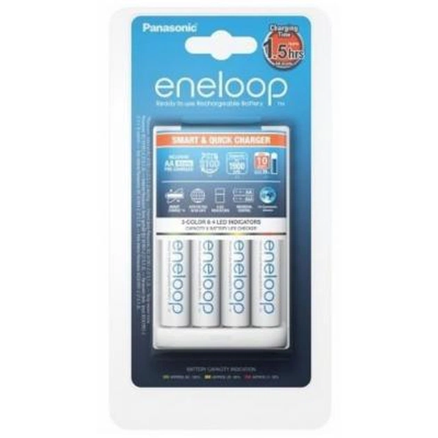 Зарядний пристрій для акумуляторів Panasonic Smart-Quick Charger + Eneloop AA 1900 mAh NI-MH * 4 (K-KJ55MCC40E) - зображення 1