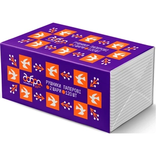 Паперові рушники Добра Господарочка Колекція Вибійка V-складання 2 шари 120 шт. (4820086524100) зображення 1