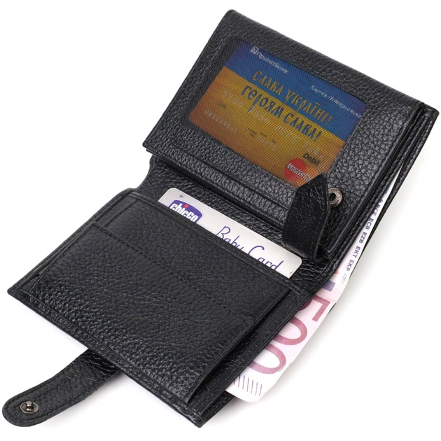 Портмоне Bond Accessories З натуральної зернистої шкіри Чорне (22055) - изображение 6
