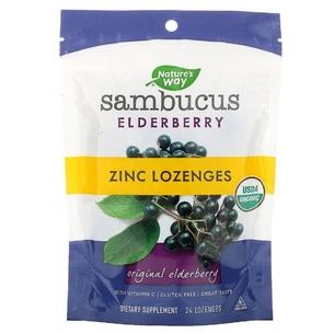 Травы Nature's Way Леденцы бузины с цинком, Sambucus Elderberry, Zinc Lozenges, (NWY-10220) изображение 1