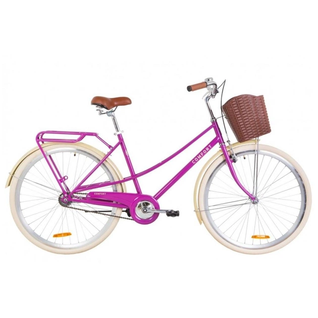 Велосипед Дорожник 28" COMFORT FEMALE рама-19,5" 2019 фіолетовий, багажник + кошик (OPS-D-28-121) - изображение 1