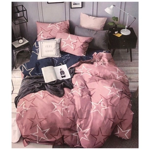 Постільна білизна ШЕМ Royal Satin рожеві зірочки євро 220 х 200 (євро RS_рожеві зірочки) зображення 1