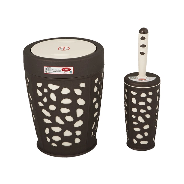 Набір для ванної кімнати Planet Household Stone 2 предмети коричневий з кремовим (6867) - picture 1