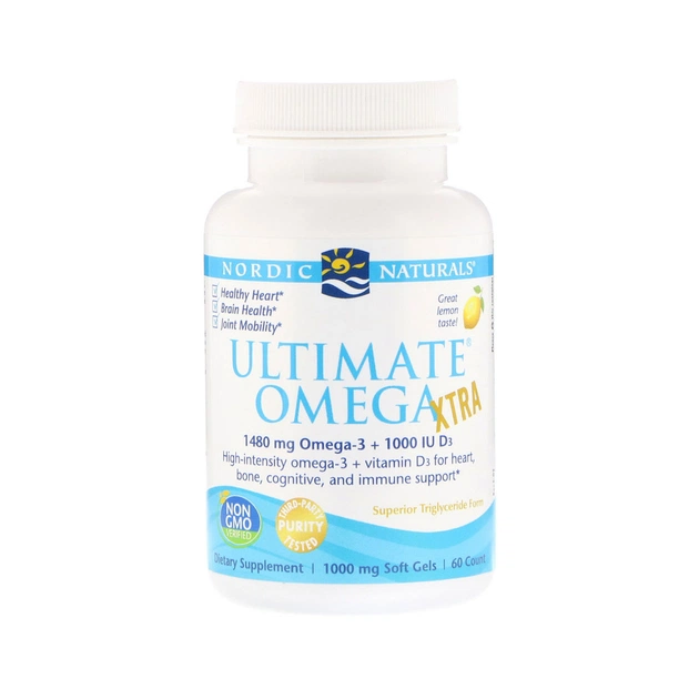 Жирные кислоты Nordic Naturals Рыбий Жир, Вкус Лимона, Ultimate Omega, Lemon, 1000 мг, 60 (NOR-01799) - изображение 1