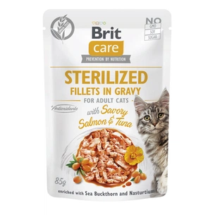 Вологий корм для кішок Brit Care Sterilized Fillets in Gravy Savory Salmon and Tuna (8595602565290) зображення 1