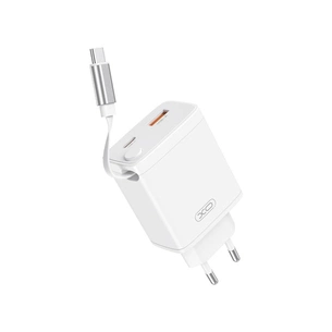 Зарядний пристрій XO 1xUSB-C + 1xUSB QC30W GaN + cable USB-C to USB-C white (XO-CE31) зображення 1