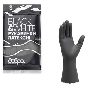 Перчатки хозяйственные Добра Господарочка Black&White Латексные Размер S (4820086523790) изображение 1