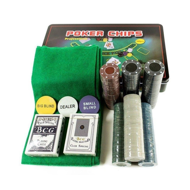 Настольная игра Johnshen Sports Покерный набор на 300 фишек без номинала + сукно (жестяная коробка) (IG-3007) - изображение 2