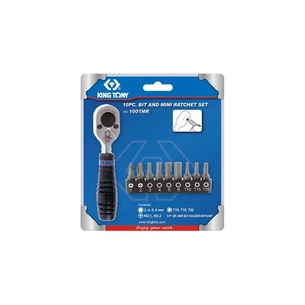 Тріскачка KING TONY під біти та головки 1/4" з набором біт 10 шт (1001MR) зображення 1