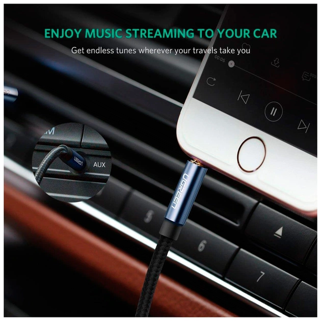 Кабель мультимедійний 3.5mm M to 3.5mm M 0.5m 90° corner AV112 blue Ugreen (60178) - picture 4