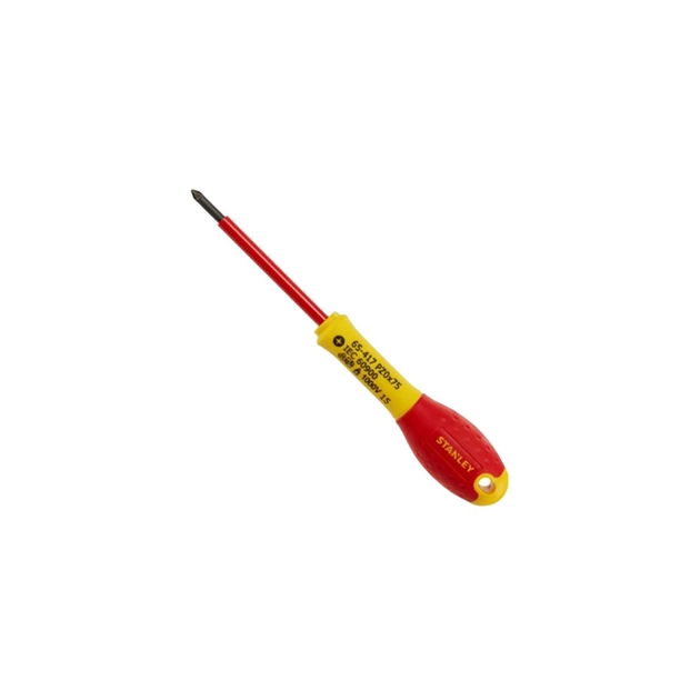 Отвертка Stanley электрика FatMax VDE 1000V изолированная с жалом под шлиц Pz0х75мм (0-65-417) - изображение 1