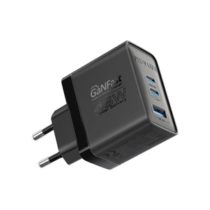 Зарядний пристрій Promate powerport-45 2xUSB-C PD + USB-A QC 45W Black (powerport-45.black) зображення 1