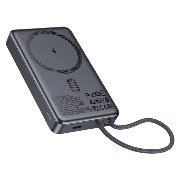 Батарея універсальна HOCO 10000 mAh Origen Dual PD/20W Magnetic with cable Type-C Metal Gray (Q44 / 714983) - picture 4