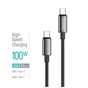 Дата кабель USB-C to USB-C 1.0m 5A 100W zinc alloy braided black ColorWay (CW-CBPDCC098-BK) - уменьшенное изображение 4