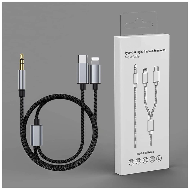 Кабель мультимедійний 3.5mm M to USB-C + Lightning 1.15m XoKo (XK-MH-232) - зображення 3