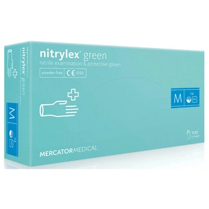 Медичні рукавички Mercator Medical Nitrylex Green Нітрилові Неопудрені діагностичні Розмір M Зелені 100 шт. (5906615027454) picture 1