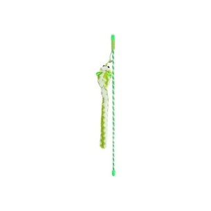 Іграшка для котів Hippie Pet Вудка з довгохвостиком зелена 46 см (HIPCW16021G) зображення 1