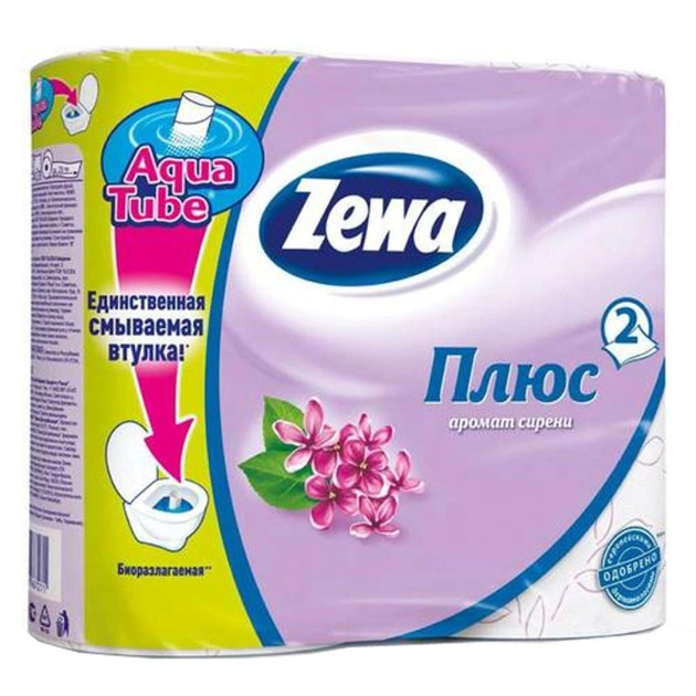 Туалетний папір Zewa Plus 2-шаровий Бузок 4 шт (7322540667271) - изображение 1