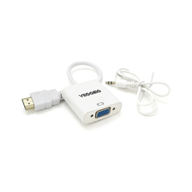 Переходник HDMI M to VGA F + Audio 0.25m white VEGGIEG (YT-C-H-V2W) - изображение 1