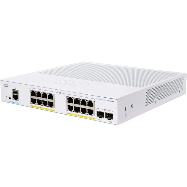 Комутатор мережевий Cisco CBS350 Managed 16-port GE, PoE, 2x1G SFP (CBS350-16P-2G-EU) - изображение 1