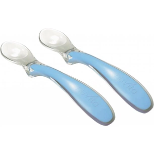 Набір дитячого посуду Nuvita силіконових ложечок Easy Eating 6м + 2 шт. блакитних (NV8480COOLBLUE) зображення 1