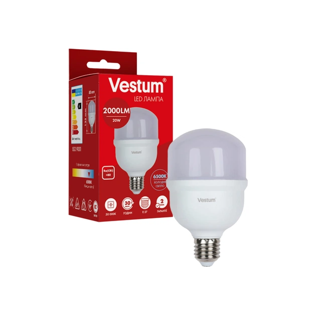 Лампочка Vestum LED T80 20W 6500K 220V E27 (1-VS-1607) - зображення 1