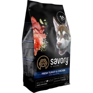 Сухий корм для собак Savory Junior Large rich in Fresh Turkey and Chicken 3 кг (4820232630204) зображення 1