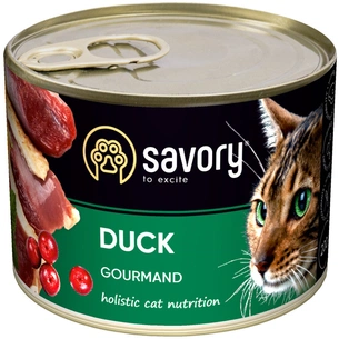 Вологий корм для кішок Savory Cat Can Adult для вибагливих котів (качка) 200 г (4820232630617) зображення 1