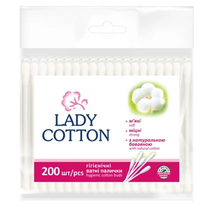 Ватні палички Lady Cotton в поліетиленовому пакеті 200 шт. (4820048487368) зображення 1