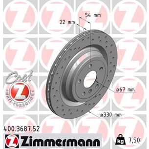 Гальмівний диск ZIMMERMANN 400.3687.52 зображення 1