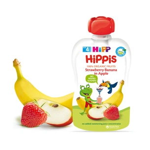 Дитяче пюре HiPP HiPPiS Pouch Яблуко-полуниця-банан, 100 г (9062300133759) изображение 1