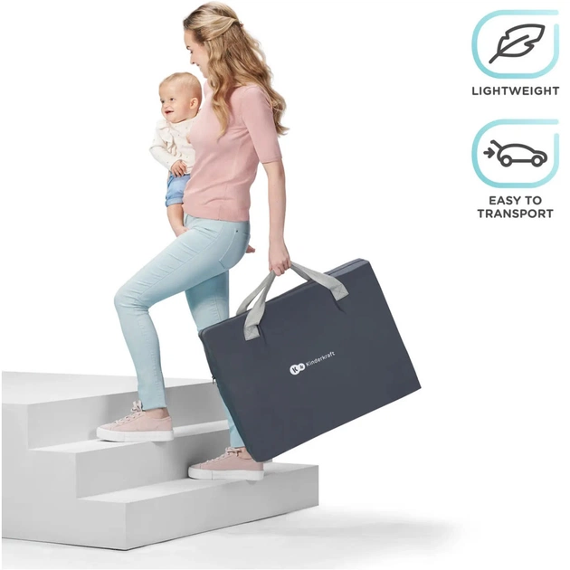 Ліжечко Kinderkraft манеж 2 в 1 Movi Grey Wooden (5902533918454) - изображение 4