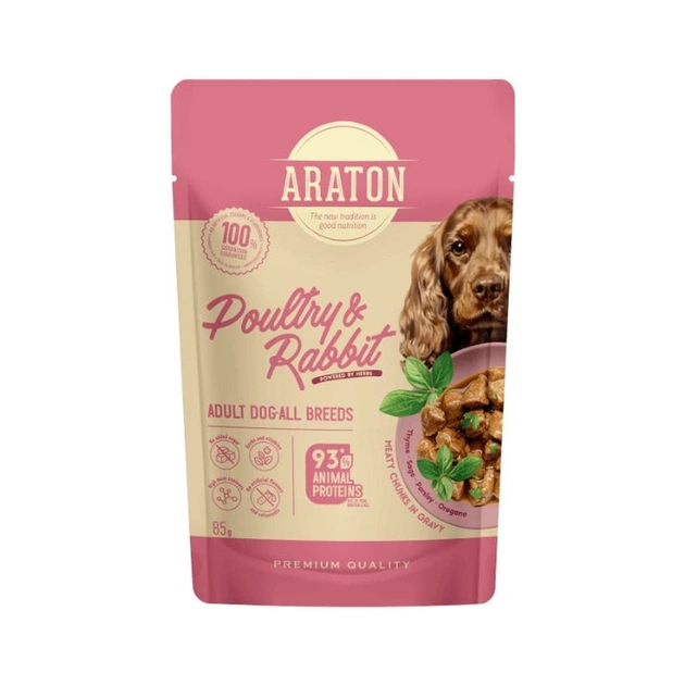 Влажный корм для собак ARATON Adult with Poultry and Rabbit 85 г (ART47934) - изображение 1