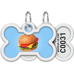 Адресник для тварин WAUDOG Smart ID з QR паспортом "Гамбургер", кістка 40х28 мм (231-4037) зображення 1