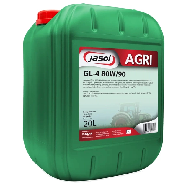 Трансмісійна олива JASOL AGRI GL-4 80w90 20л - изображение 1