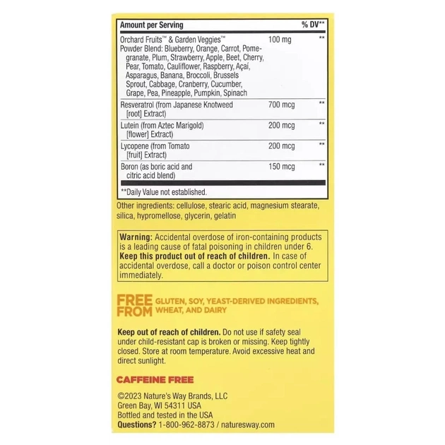 Вітамінно-мінеральний комплекс Nature's Way Мультивітаміни із залізом, повний комплекс, Alive! Daily Energy, (NWY-60192) - picture 4