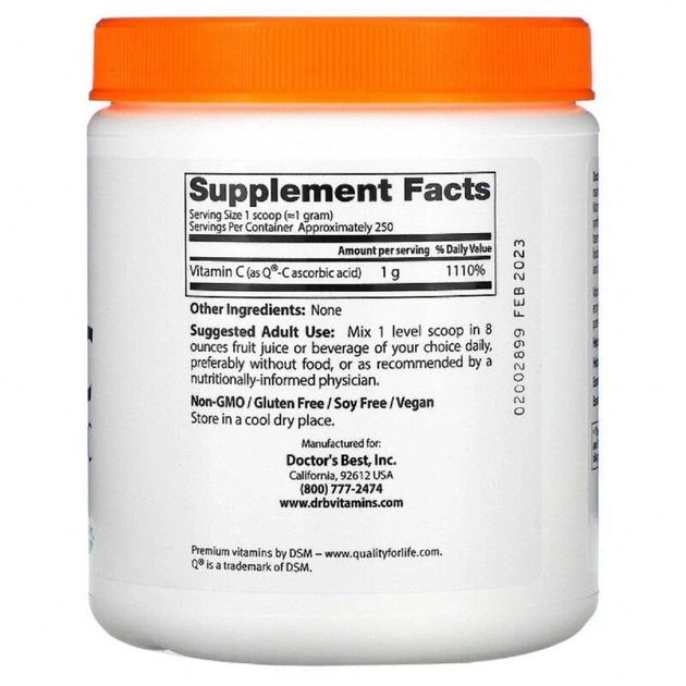 Вітамін Doctor's Best Вітамін С у Порошку, 8.8 унції (250 гр) (DRB-00333) - зображення 2