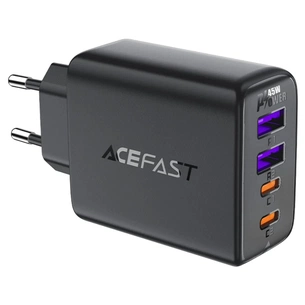 Зарядний пристрій Acefast 4xUSB 45W (2xUSB-C+2xUSB-A) Gan A61 Fast Charger Black (6974316282754) зображення 1
